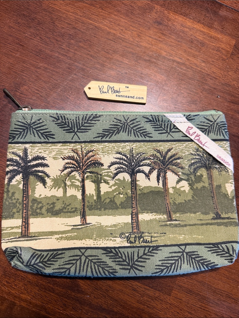Paul Brent Palm Tree Canvas Zip Pouch - Green